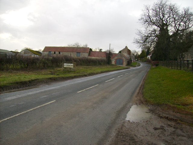 The B1257 road entering Stonegrave