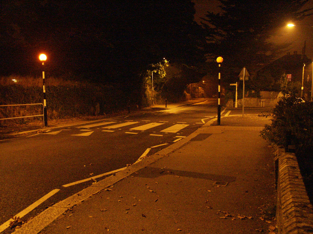Orange street lighting & Belisha beacons